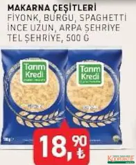 TARIM KREDİ MAKARNA ÇEŞİTLERİ 500 G fiyat ve kampanya bilgisi